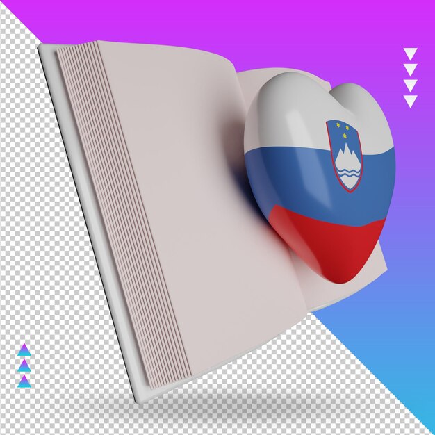 3d world book day Slovenia flag rendering left view