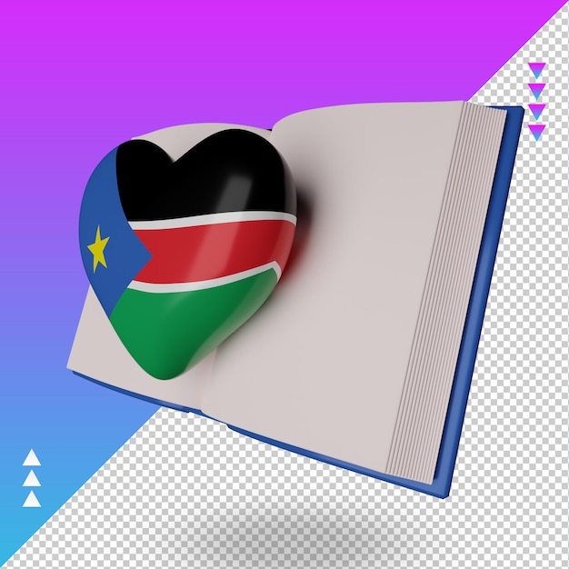 3d world book day South Sudan flag rendering right view