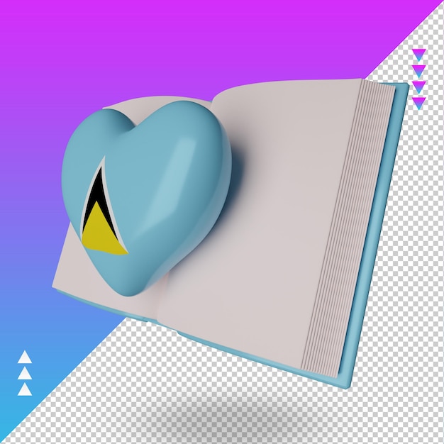 3d world book day St Lucia flag rendering right view