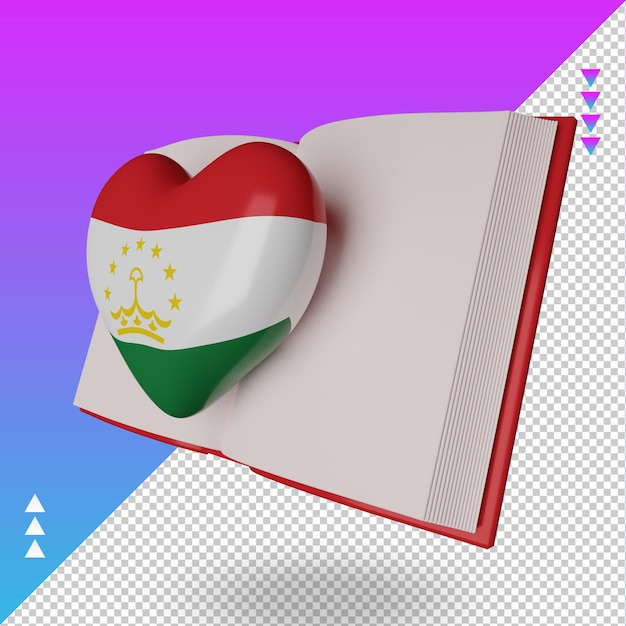 3d world book day Tajikistan flag rendering right view