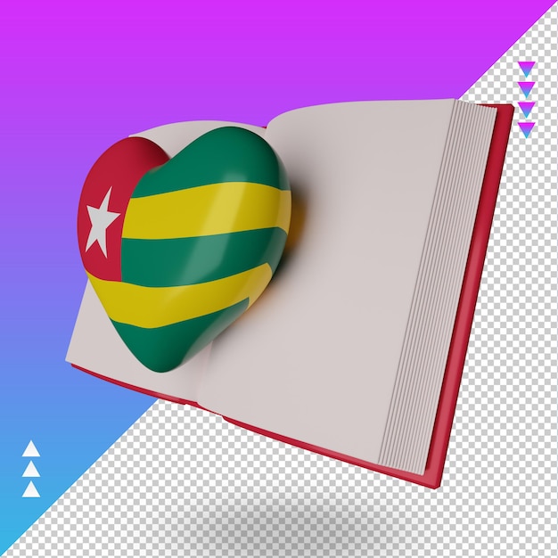 3d world book day Togo flag rendering right view