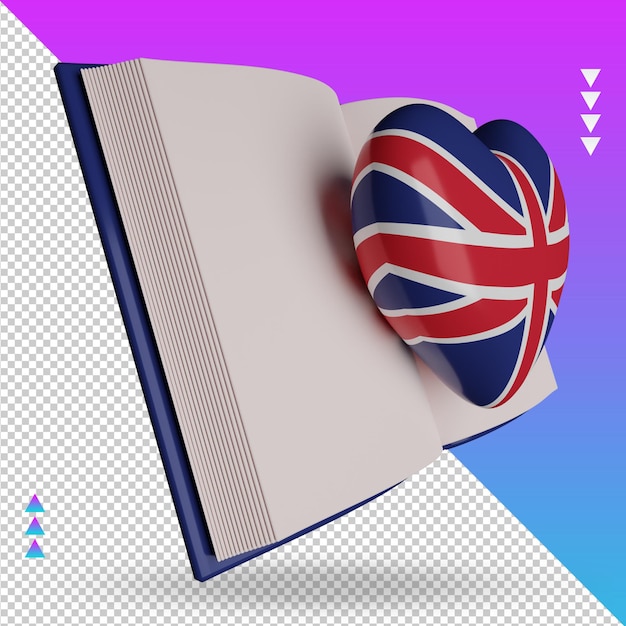 3d world book day United Kingdom flag rendering left view