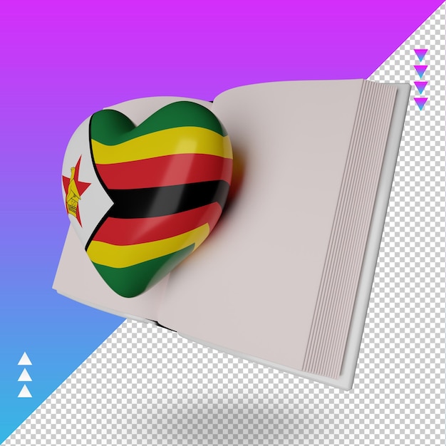 3d world book day Zimbabwe flag rendering right view