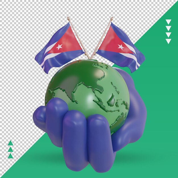 3d World environment day Cuba flag rendering front view