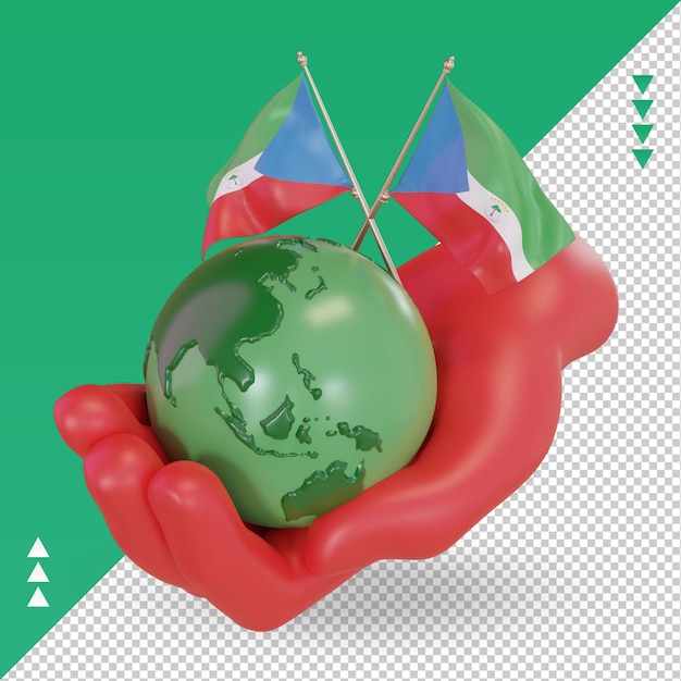 PSD 3d world environment day equatorial guinea flag rendering right view