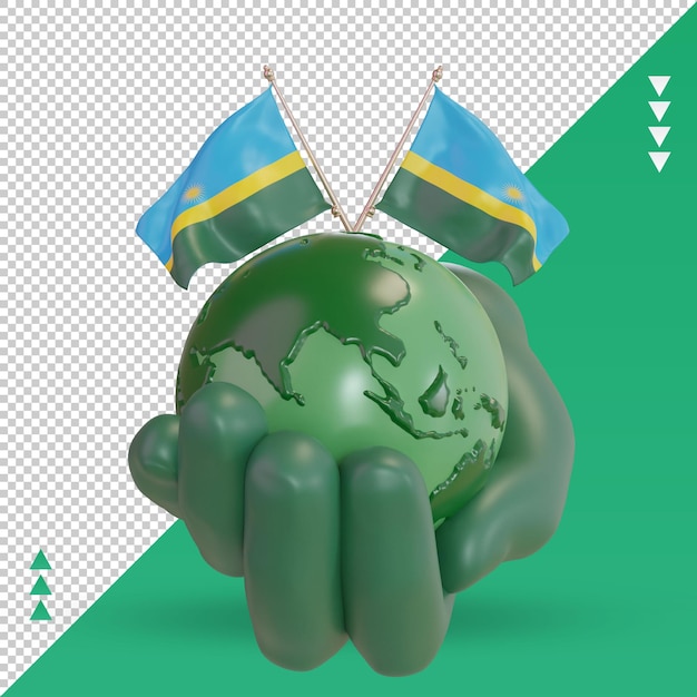 3d World environment day Rwanda flag rendering front view