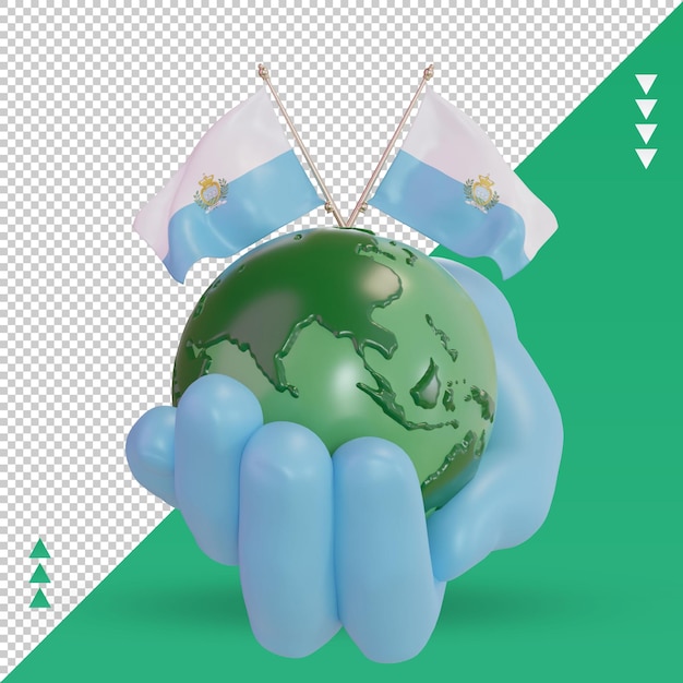 3d World environment day San Marino flag rendering front view