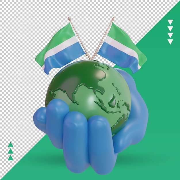 3d World environment day Sierra Leone flag rendering front view