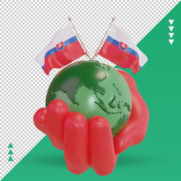 3d World environment day Slovakia flag rendering front view