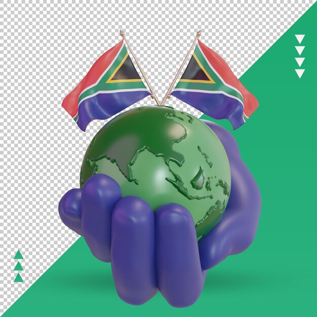 3d World environment day South Africa flag rendering front view