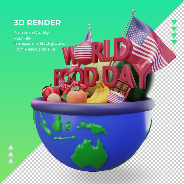 3d World Food Day America rendering right view