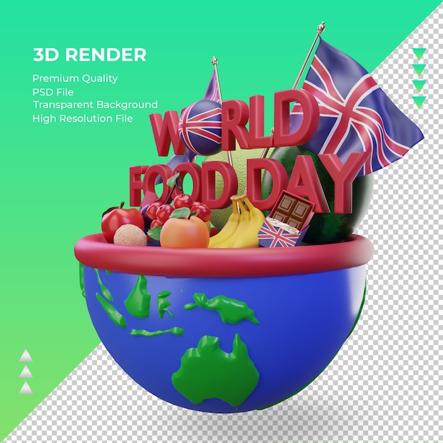 3d World Food Day United Kingdom rendering right view