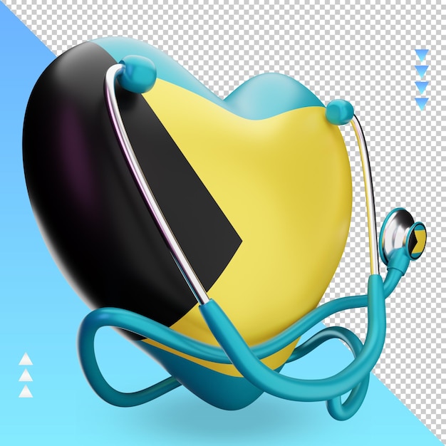 3d world health day Bahamas flag rendering left view