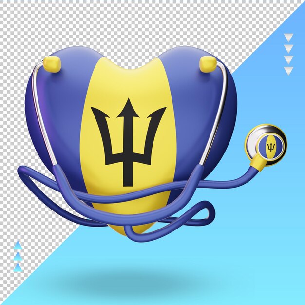 3d world health day Barbados flag rendering front view