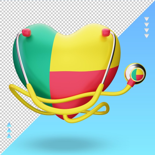 3d world health day Benin flag rendering front view