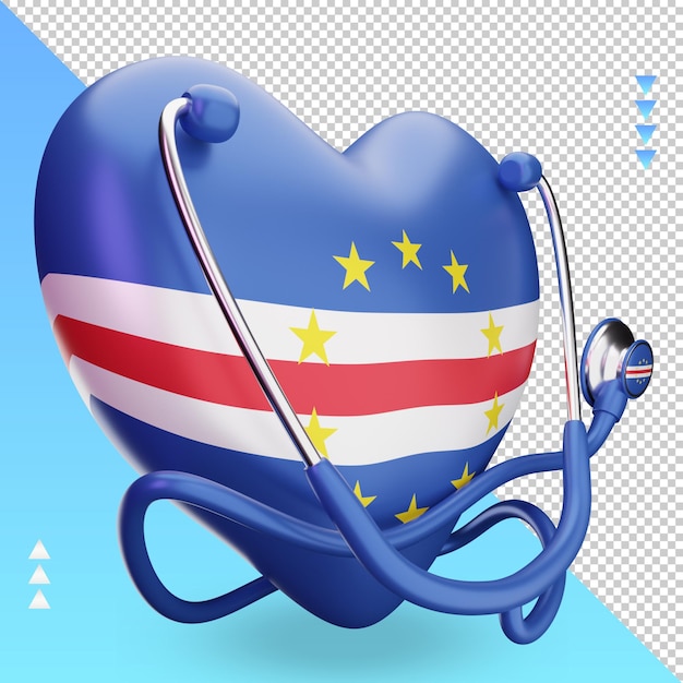 3d world health day Cape Verde flag rendering left view