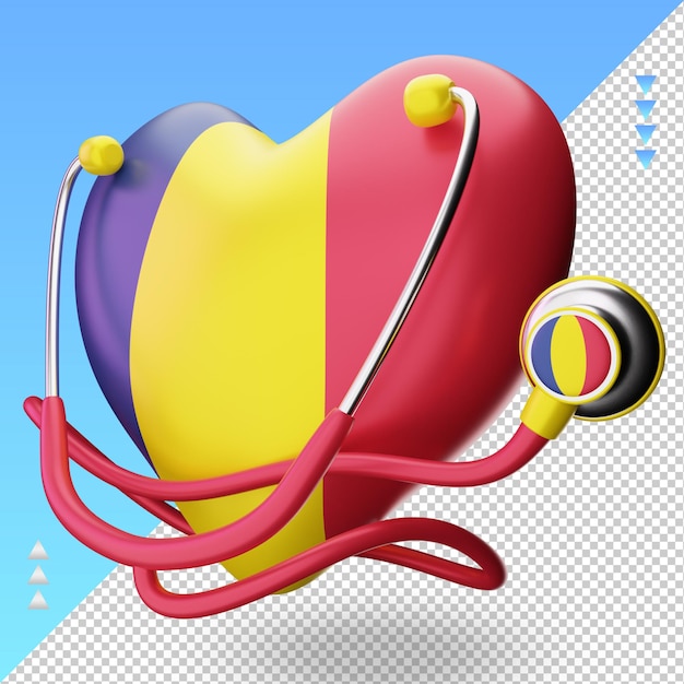 3d world health day Chad flag rendering right view