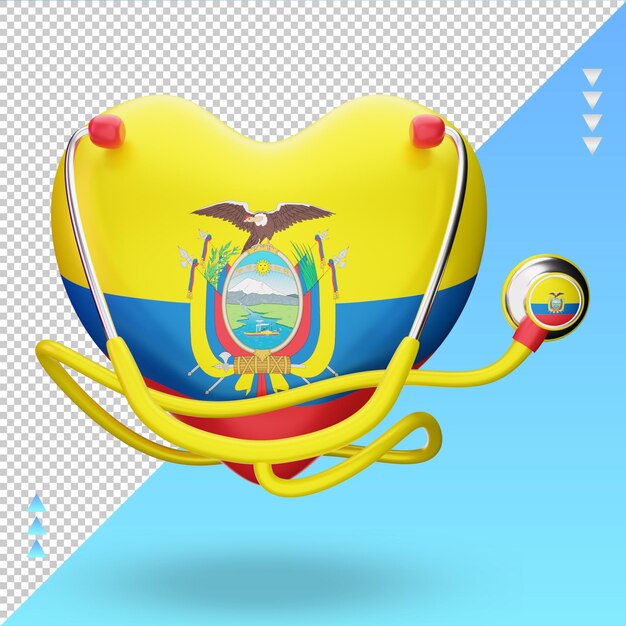 3d world health day Ecuador flag rendering front view