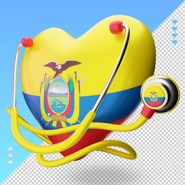 3d world health day Ecuador flag rendering right view