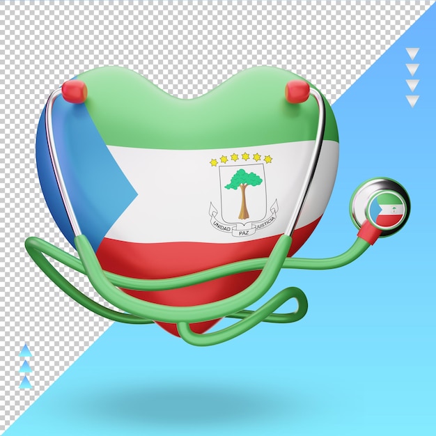 3d world health day Equatorial Guinea flag rendering front view