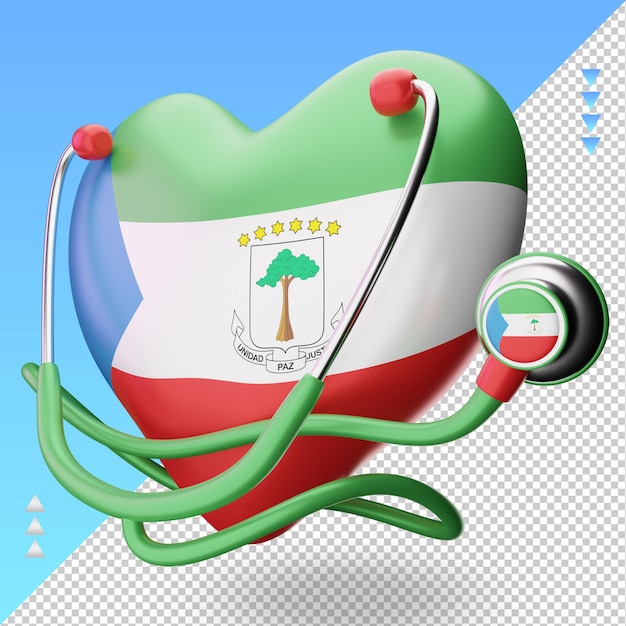 3d world health day Equatorial Guinea flag rendering right view