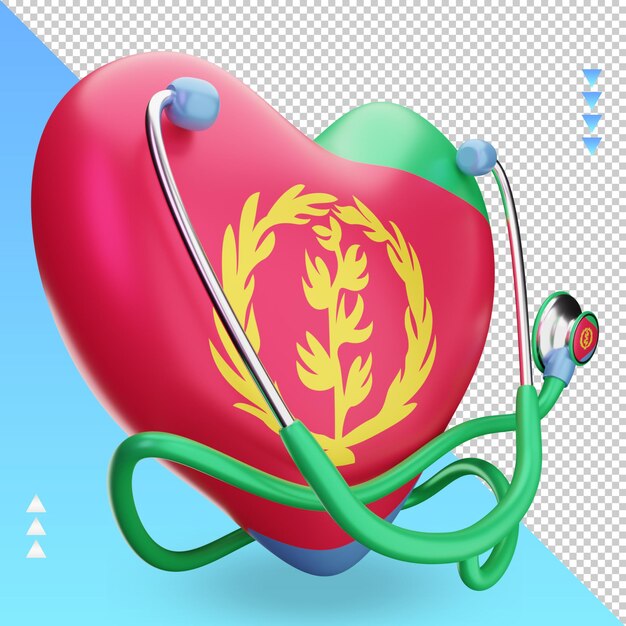 3d world health day Eritrea flag rendering left view