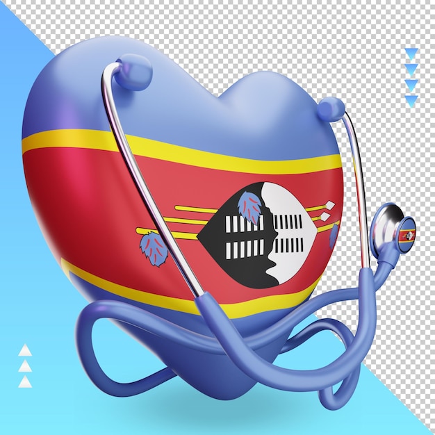 3d world health day Eswatini flag rendering left view