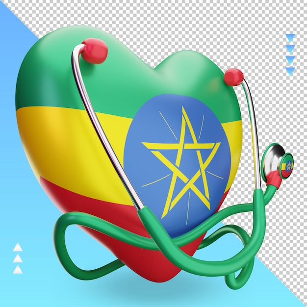 3d world health day Ethiopia flag rendering left view