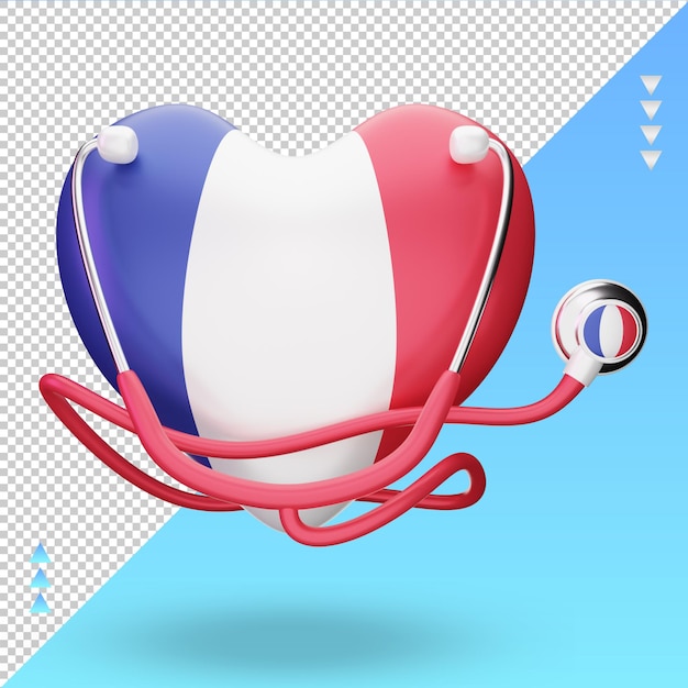 3d world health day France flag rendering front view