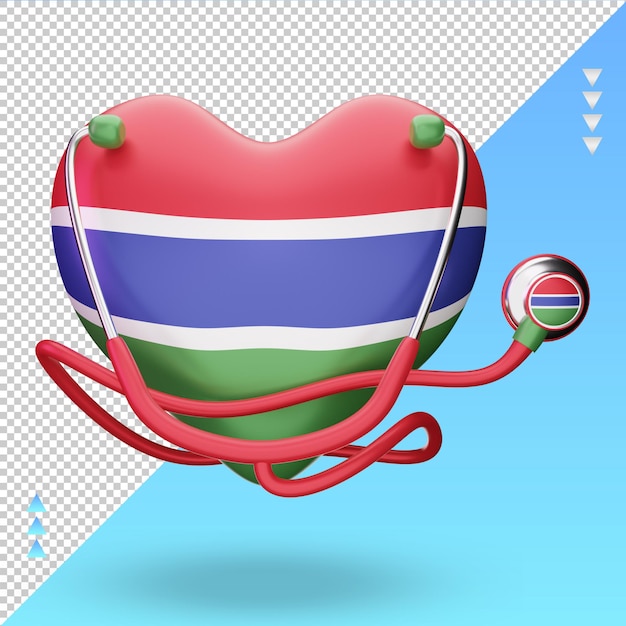 3d world health day Gambia flag rendering front view