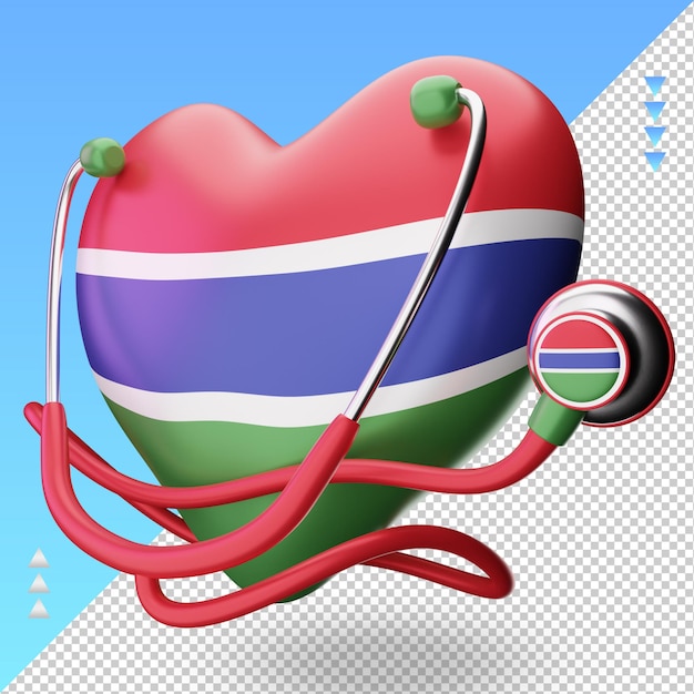 3d world health day Gambia flag rendering right view