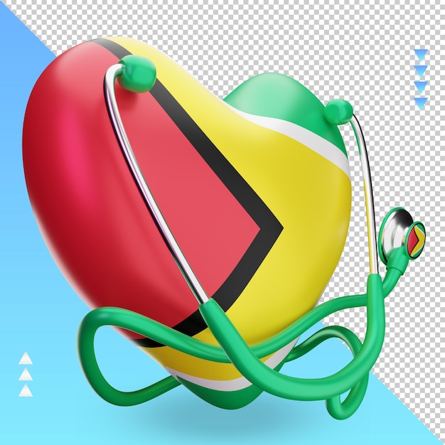 3d world health day Guyana flag rendering left view