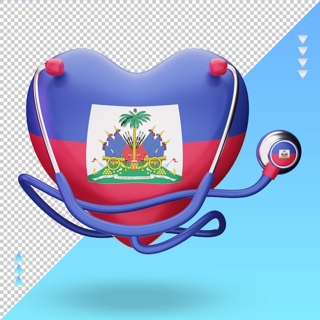 3d world health day Haiti flag rendering front view