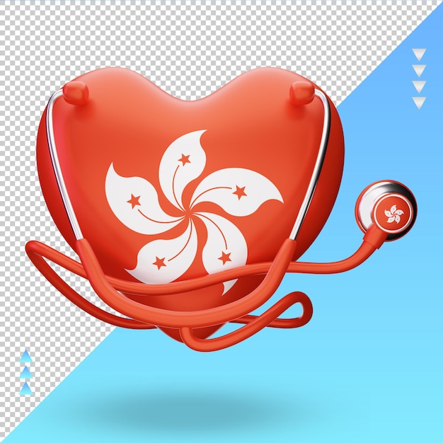 3d world health day Hongkong flag rendering front view