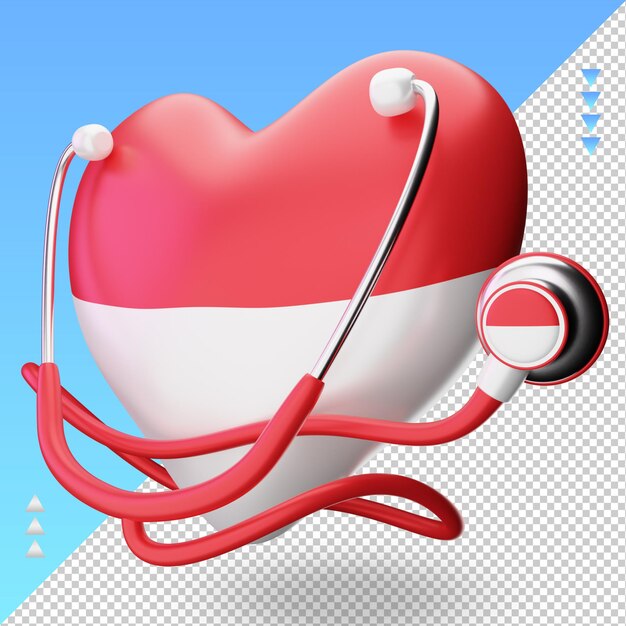 3d world health day Indonesia flag rendering right view