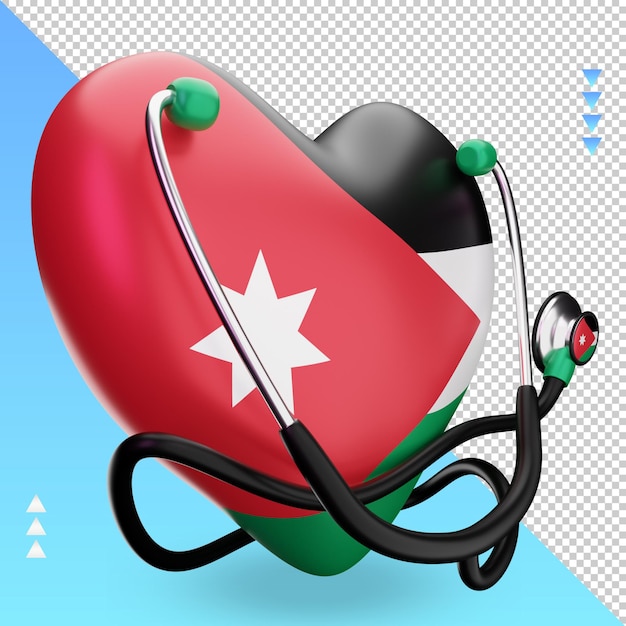 3d world health day Jordan flag rendering left view