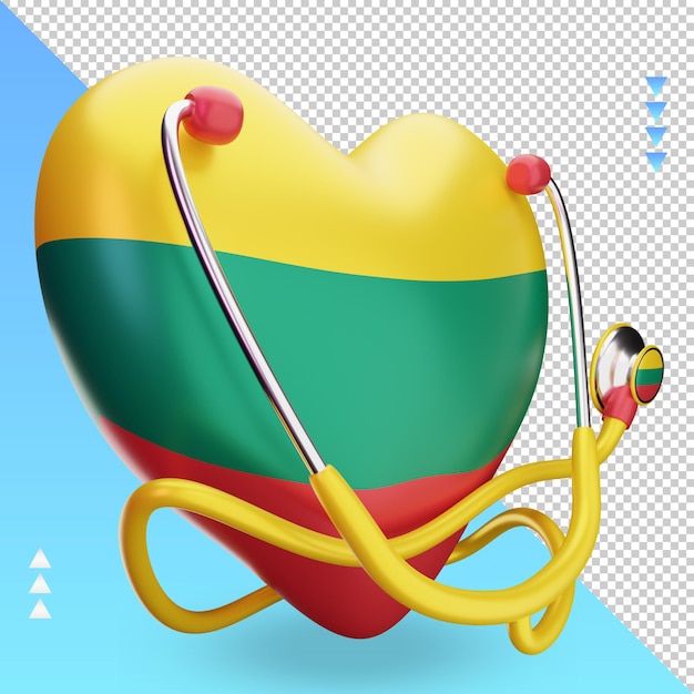 3d world health day Lithuania flag rendering left view