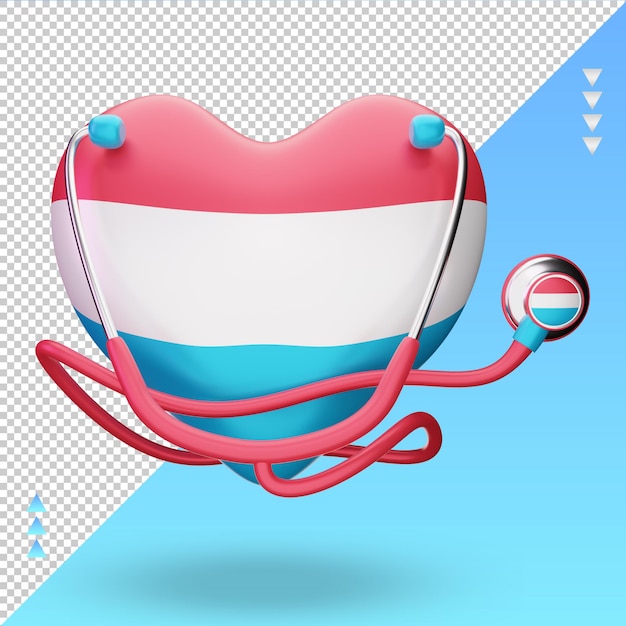 3d world health day Luxembourg flag rendering front view