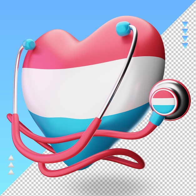 3d world health day Luxembourg flag rendering right view