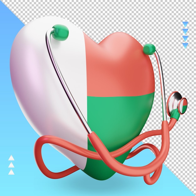 3d world health day Madagascar flag rendering left view