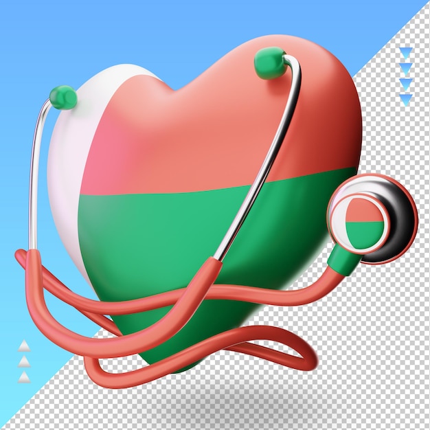 3d world health day Madagascar flag rendering right view