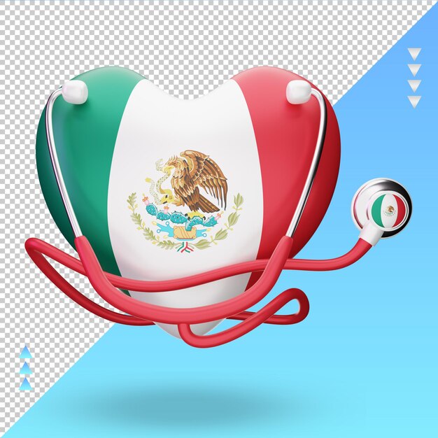 3d world health day Mexico flag rendering front view