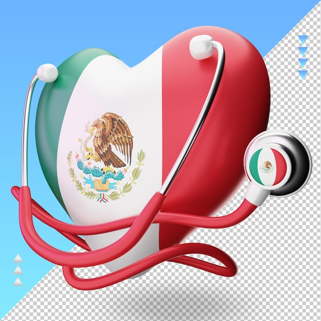 3d world health day Mexico flag rendering right view