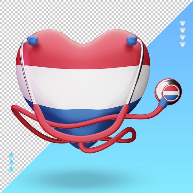 3d world health day Netherlands flag rendering front view