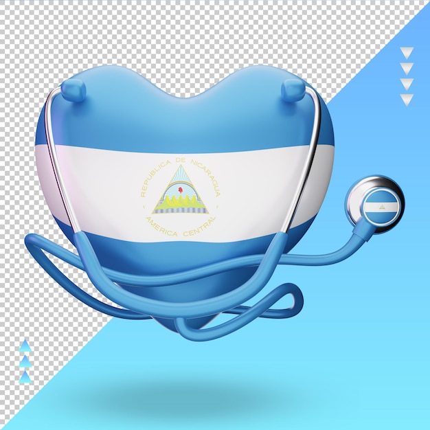 3d world health day Nicaragua flag rendering front view