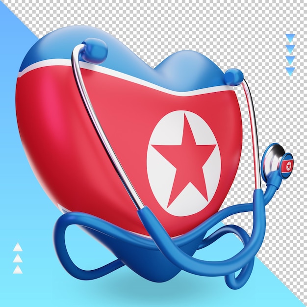 3d world health day North Korea flag rendering left view