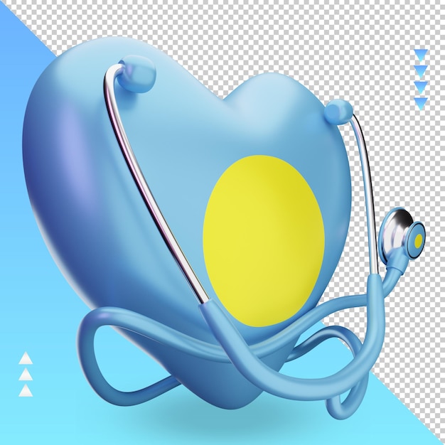 3d world health day Palau flag rendering left view