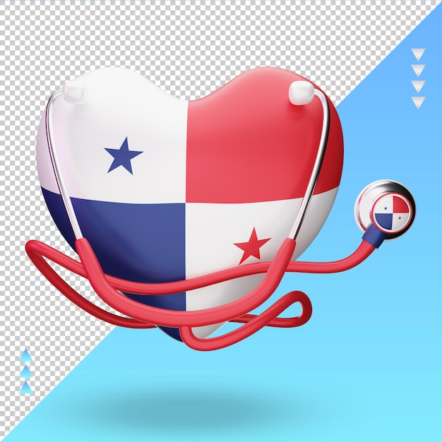 3d world health day Panama flag rendering front view