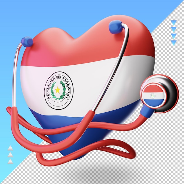 3d world health day Paraguay flag rendering right view