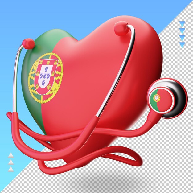 3d world health day Portugal flag rendering right view